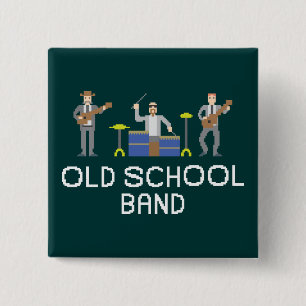 Chapa Cuadrada Arte del pixel - trío del poder - letras blancas 