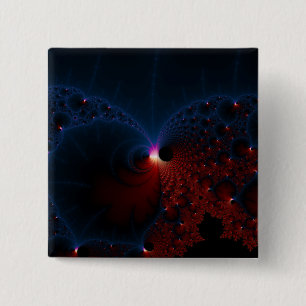 Chapa Cuadrada Arte fractal de celdas azules rojas