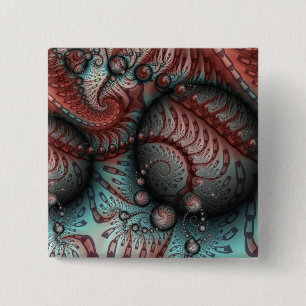 Chapa Cuadrada Arte fractal de fantasía vívida abstracta marrón a