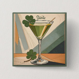 Chapa Cuadrada Arte moderno de mediados de siglo Shamrock Martini