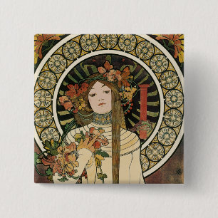 Chapa Cuadrada Arte Nouveau Trappistine Mucha Art