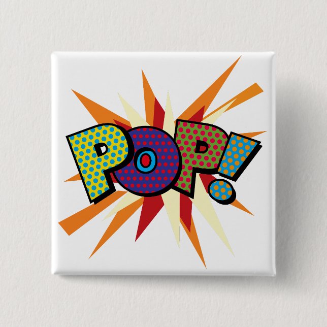 Chapa Cuadrada Arte Pop de Cómic POP (Anverso)