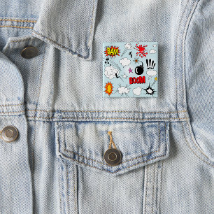 Chapa Cuadrada Arte pop de explosión de historietas retro