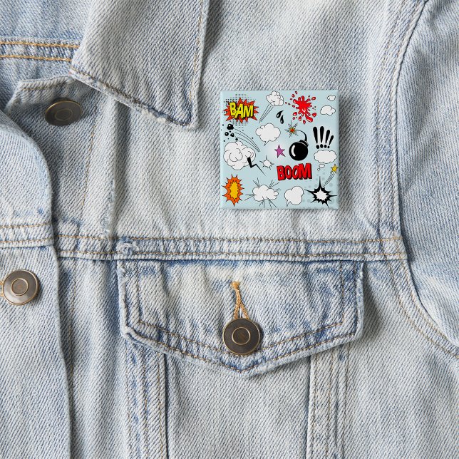 Chapa Cuadrada Arte pop de explosión de historietas retro (Subido por el creador)