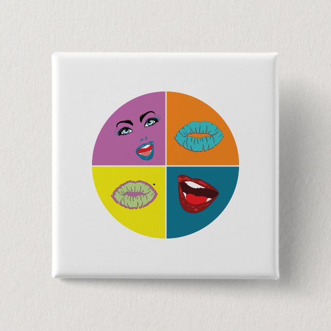 Chapa Cuadrada Arte pop de los años 80 (Anverso)
