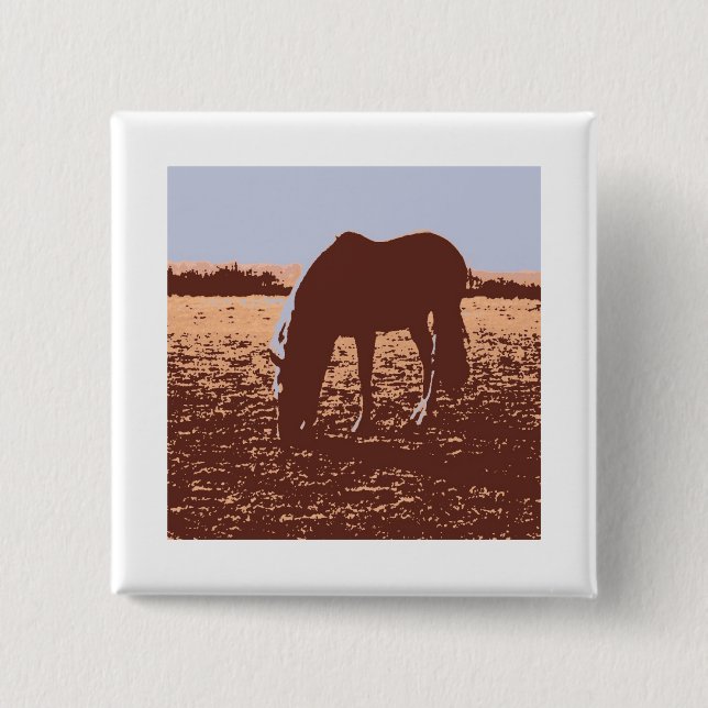 Chapa Cuadrada Arte pop de moda de caballo (Anverso)
