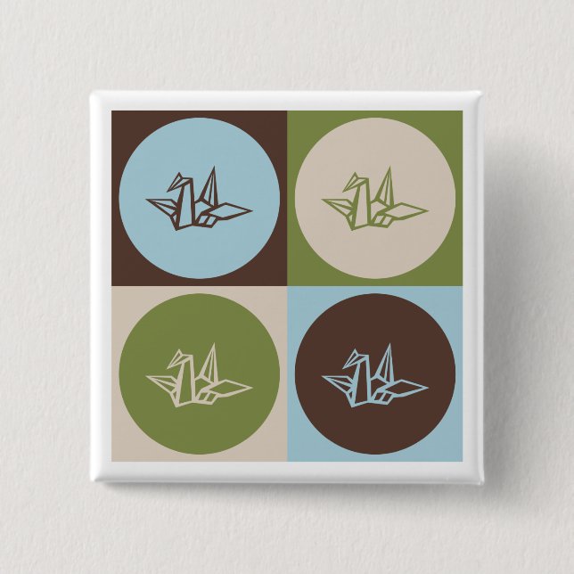 Chapa Cuadrada Arte pop Origami (Anverso)