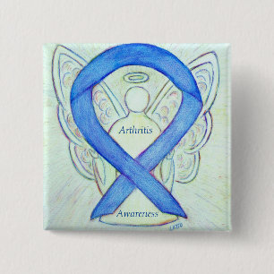 Chapa Cuadrada Artritis Conciencia Cinta azul Angel Personalizado