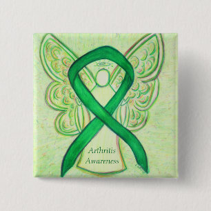 Chapa Cuadrada Artritis Conciencia Cinta verde Angel Personalizad