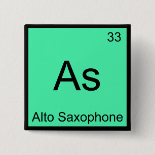 Chapa Cuadrada As - Saxofón Alto Química Divertida Símbolo Elemen