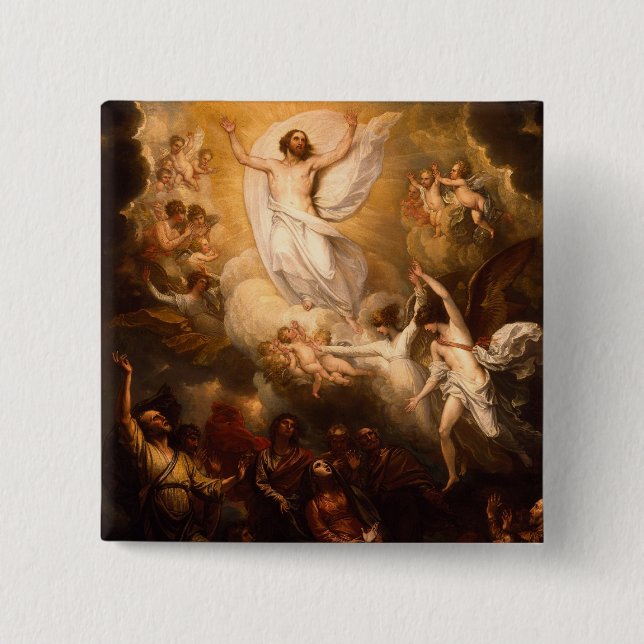 Chapa Cuadrada Ascensión de Cristo con ángeles (Anverso)