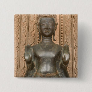 Chapa Cuadrada Asia, Laos, Vientiane, Buda de bronce en Hawn