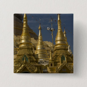 Chapa Cuadrada Asia, Myanmar, Yangon. Estupa dorada de Shwedagon