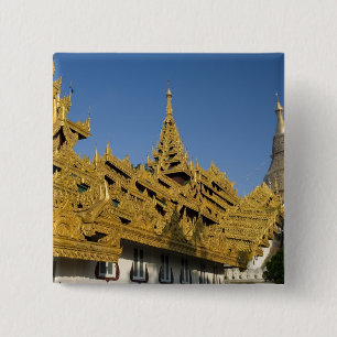 Chapa Cuadrada Asia, Myanmar, Yangon. Estupa dorada de Shwedagon 