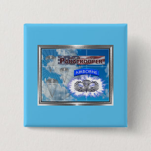 Chapa Cuadrada Asombroso paracaidista y bandera estadounidense