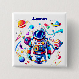 Chapa Cuadrada Astronauta colorida y Univers en colores audaces