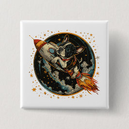 Chapa Cuadrada Astronauta de Bulldog francés