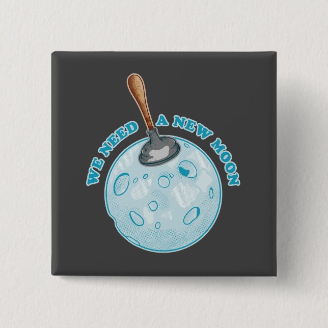 Chapa Cuadrada Astronomía divertida de luna nueva (Anverso)