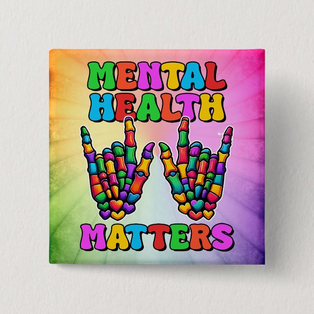 Chapa Cuadrada Asuntos de salud mental (Anverso)