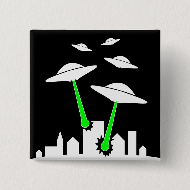 Chapa Cuadrada Ataque extranjero del UFO (Anverso)