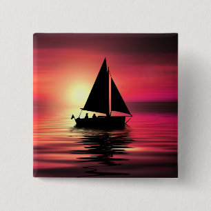 Chapa Cuadrada Atardecer, velero en el mar-39186