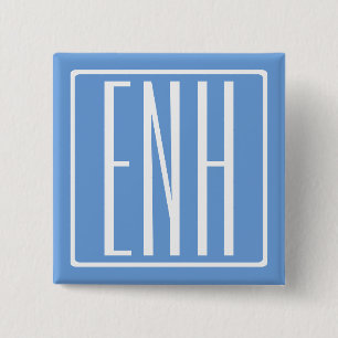 Chapa Cuadrada Audaz Monograma Moderno 3 Iniciales Azul suave