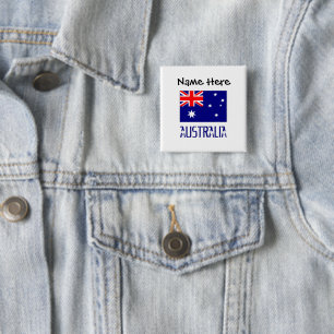 Chapa Cuadrada Australia Bandera Australiana Negra Personalizació