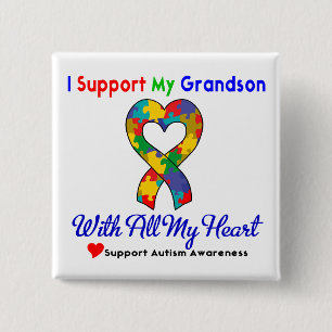 Chapa Cuadrada Autismo: Apoyo a mi nieto con todo mi corazón