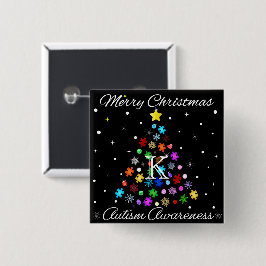 Chapa Cuadrada Autismo Árbol de Navidad de Snowflake