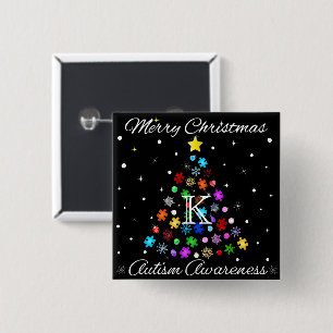 Chapa Cuadrada Autismo Árbol de Navidad de Snowflake