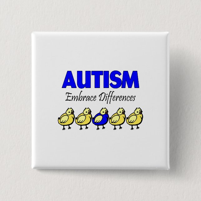Chapa Cuadrada Autismo del abrazo (patos) (Anverso)