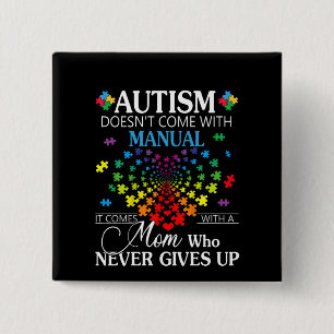 Chapa Cuadrada Autista   El autismo no viene con manual