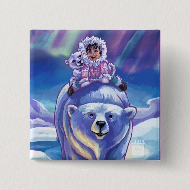 Chapa Cuadrada Autobús de oso polar (Anverso)