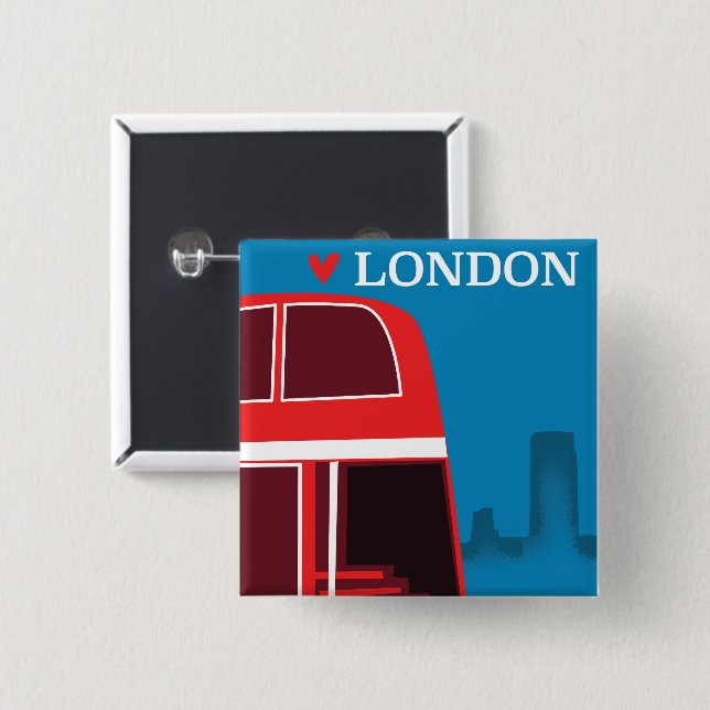 Chapa Cuadrada Autobús Rojo de Londres (Anverso y reverso)