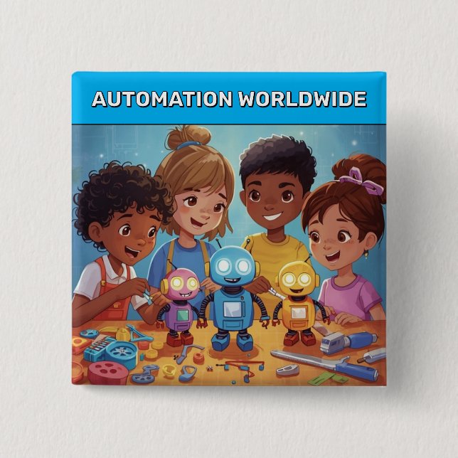 Chapa Cuadrada Automation Worldwide™ Button (Anverso)