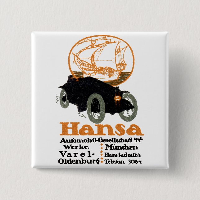 Chapa Cuadrada Automóvil de Hansa 1914 (Anverso)
