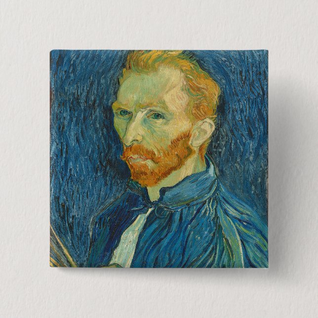 Chapa Cuadrada Autorretrato de Vincent van Gogh el |, 1889 (Anverso)