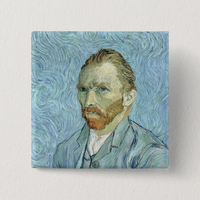Chapa Cuadrada Autorretrato de Vincent van Gogh el |, 1889 (Anverso)