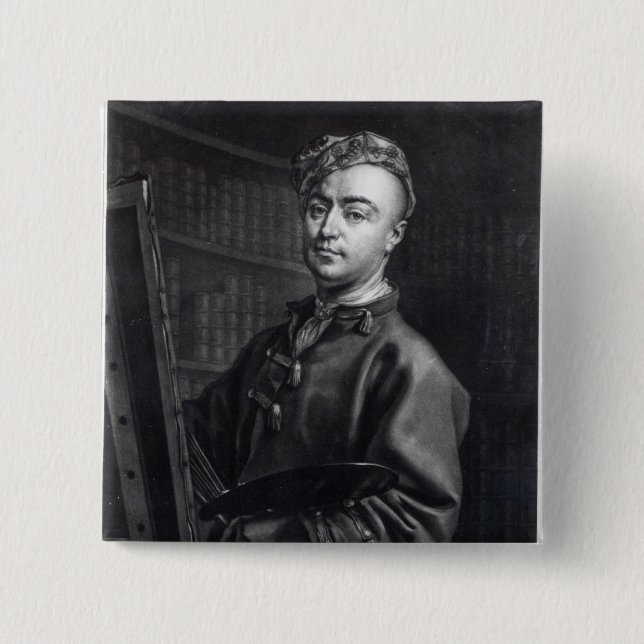 Chapa Cuadrada Autorretrato, grabado por Juan Faber, 1735 (Anverso)