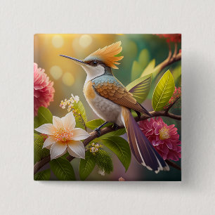 Chapa Cuadrada Ave Fantasy de Honeyeater con cresta dorada