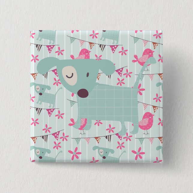 Chapa Cuadrada Aves, perros, carteles, flores (Anverso)