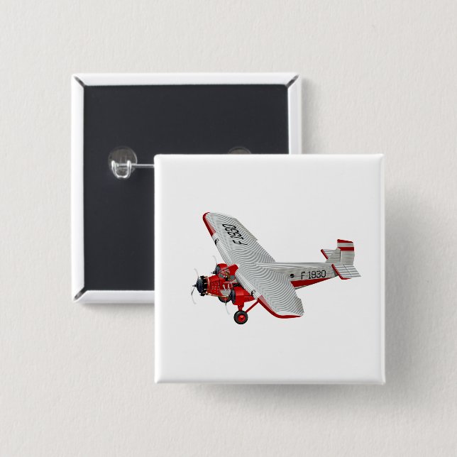 Chapa Cuadrada avión retro personalizado (Anverso y reverso)