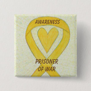 Chapa Cuadrada Aviso al prisionero de guerra (POW) Heart Ribbon P