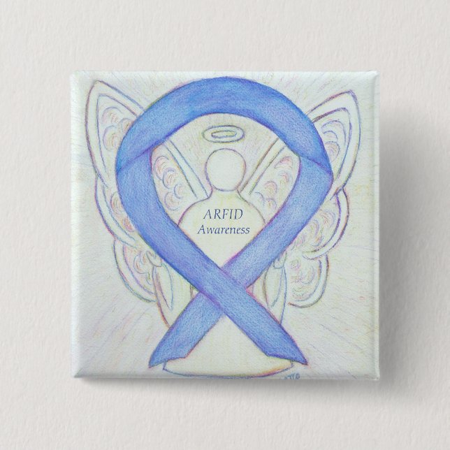 Chapa Cuadrada Awareness Ribbon Angel Pin (Anverso)