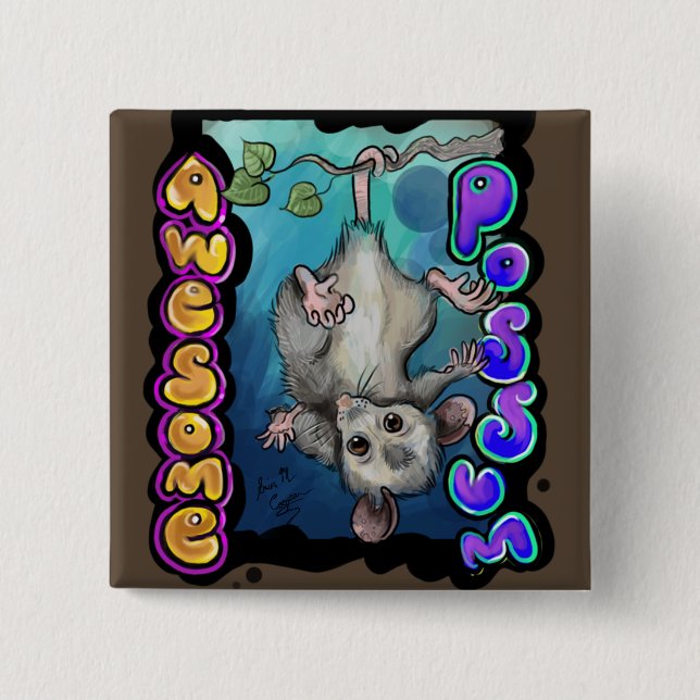 Chapa Cuadrada Awesome Possum (Anverso)