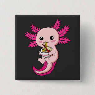 Chapa Cuadrada Axolotl Comer fideos Ramen Kawaii Anime Square