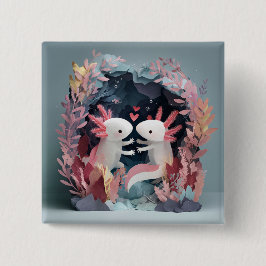 Chapa Cuadrada Axolotl love paper cut shadowbox diorama