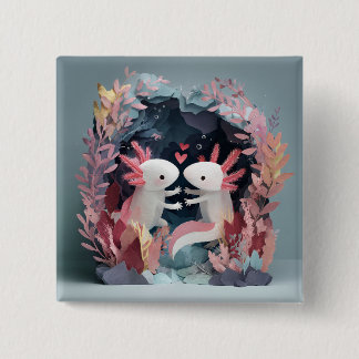 Chapa Cuadrada Axolotl love paper cut shadowbox diorama