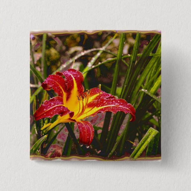 Chapa Cuadrada Ayer Lily Después De La Lluvia (Anverso)