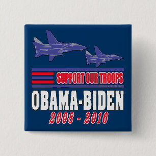 Chapa Cuadrada Ayuda de Obama Biden nuestras tropas